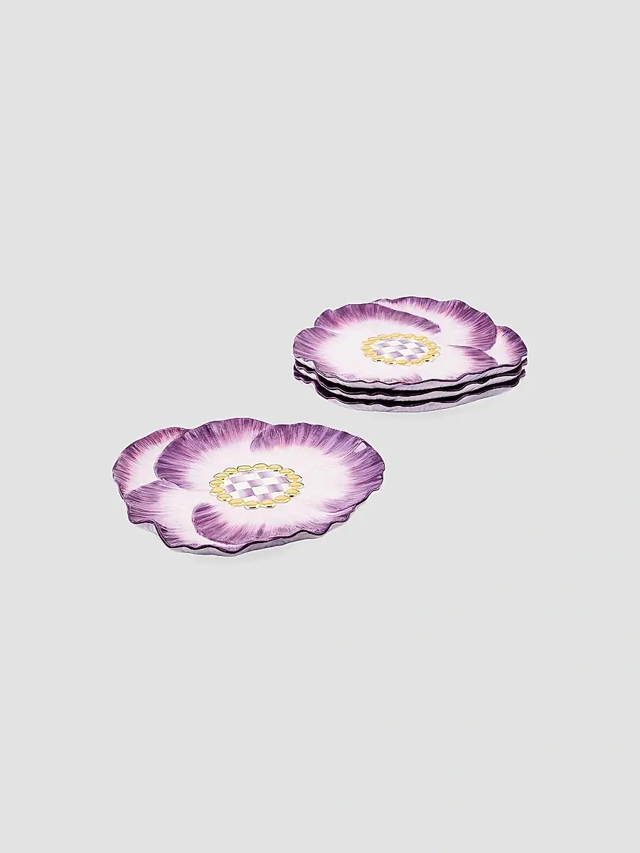 MacKenzie-Childs Pansy Party Ceramic Dessert Plates 4-Piece Set | Thumbnail 3 MacKenzie-Childs Pansy Party Ceramic Dessert Plates 4-Piece Set | Thumbnail 3