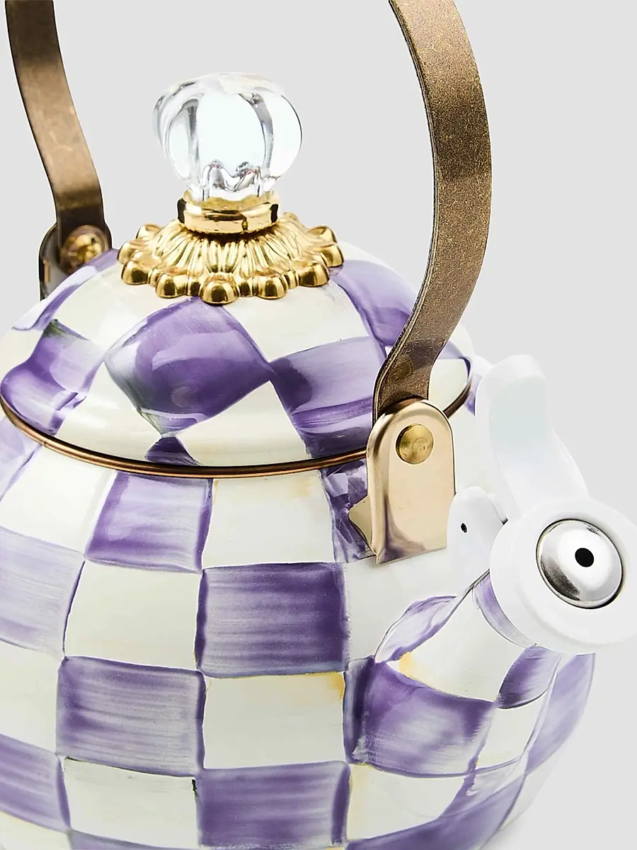 MacKenzie-Childs Violet Check Whistling 2-Quart Tea Kettle | Thumbnail 2