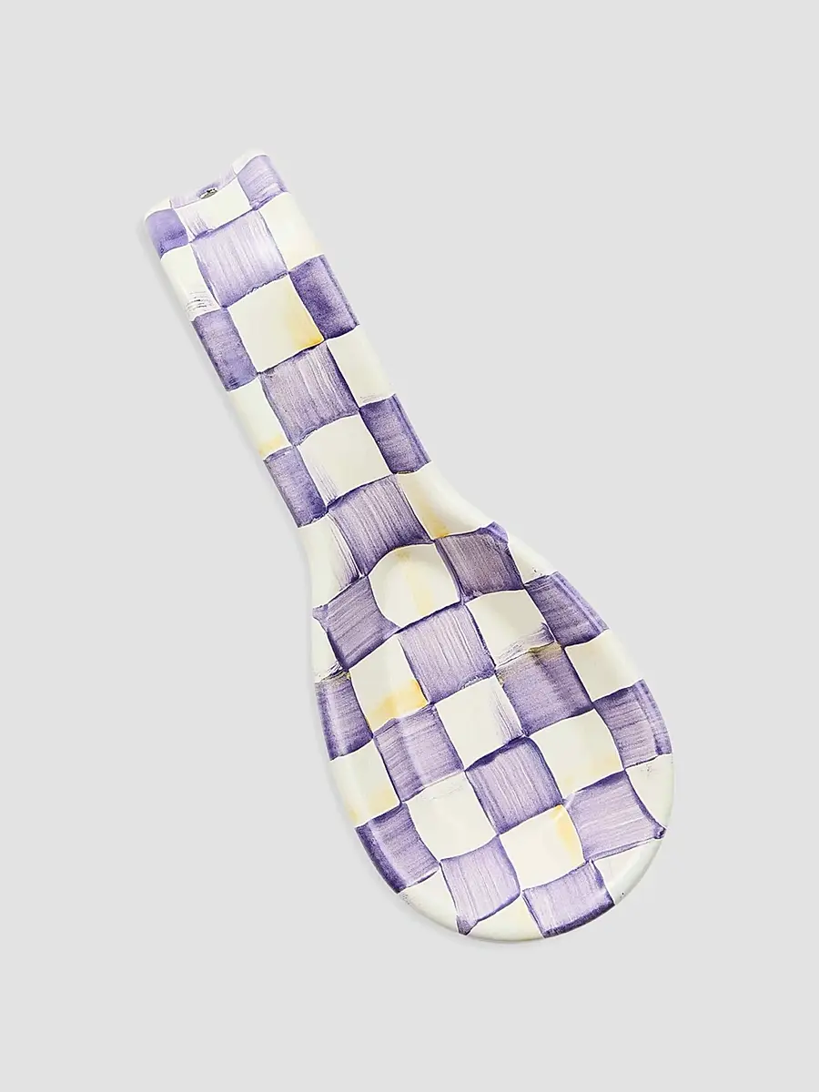 MacKenzie-Childs Violet Check Spoon Rest | Thumbnail 2 MacKenzie-Childs Violet Check Spoon Rest | Thumbnail 2
