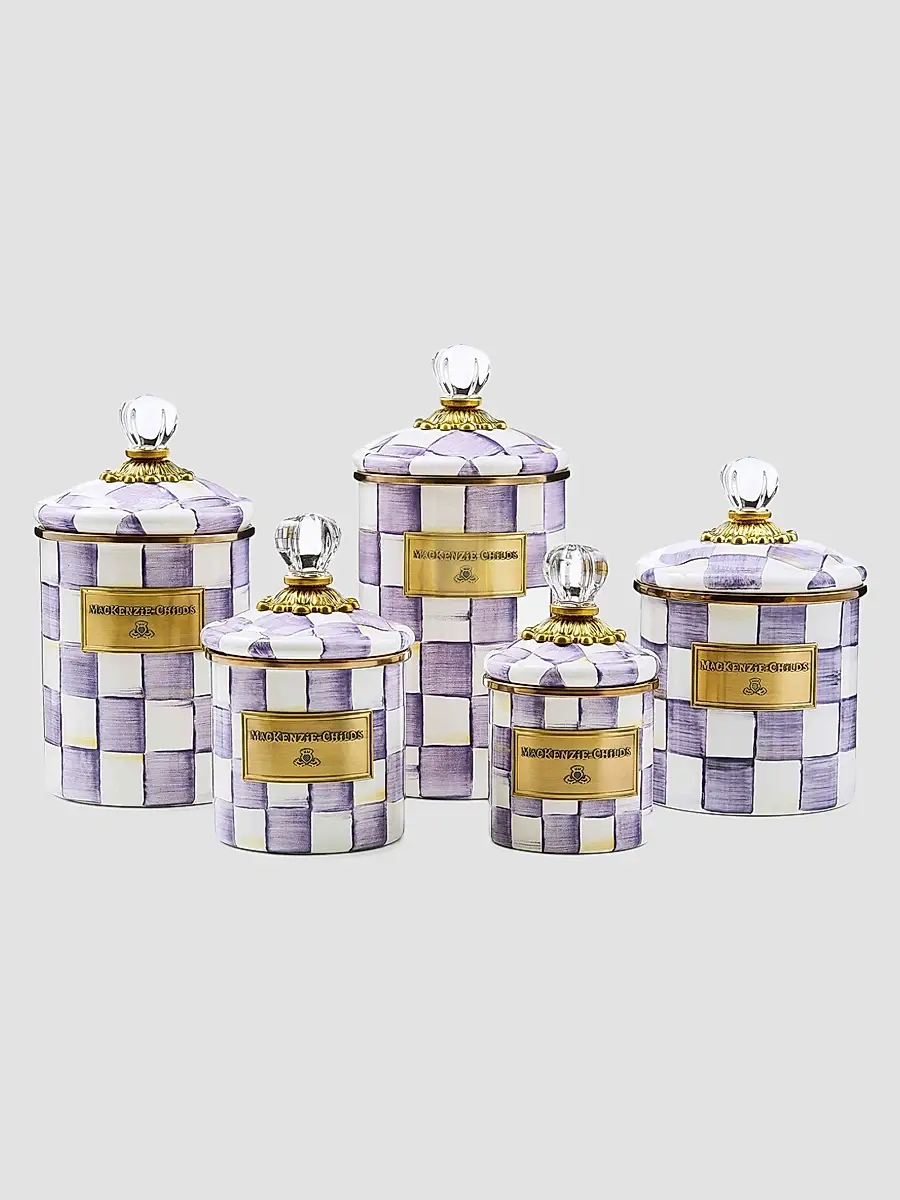 MacKenzie-Childs Violet Check Large Canister | Thumbnail 2 MacKenzie-Childs Violet Check Large Canister | Thumbnail 2