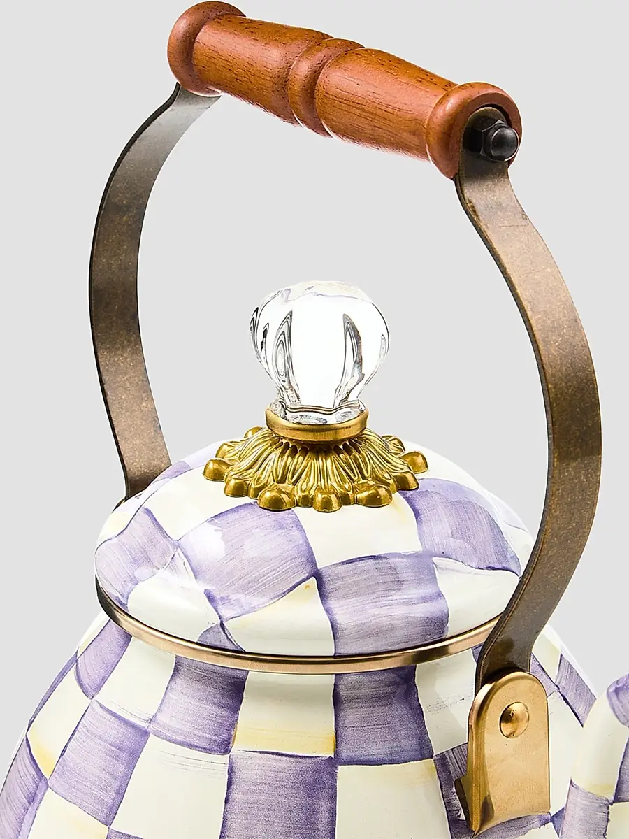 MacKenzie-Childs Violet Check Enamel 2-Quart Tea Kettle | Thumbnail 3 MacKenzie-Childs Violet Check Enamel 2-Quart Tea Kettle | Thumbnail 3