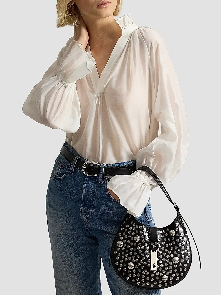 Polo Ralph Lauren Women's Polo ID Stud Small Leather Shoulder Bag | Thumbnail 2 Polo Ralph Lauren Women's Polo ID Stud Small Leather Shoulder Bag | Thumbnail 2