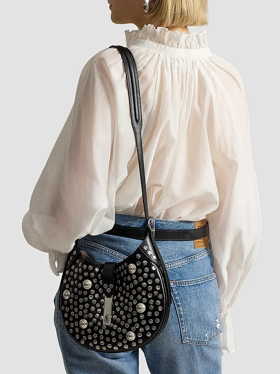Polo Ralph Lauren Women's Polo ID Stud Small Leather Shoulder Bag | Thumbnail 3 Polo Ralph Lauren Women's Polo ID Stud Small Leather Shoulder Bag | Thumbnail 3