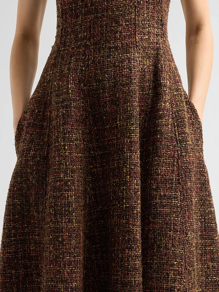 Proenza Schouler White Label Women's Beatrix Textured Tweed Midi Dress | Thumbnail 5 Proenza Schouler White Label Women's Beatrix Textured Tweed Midi Dress | Thumbnail 5