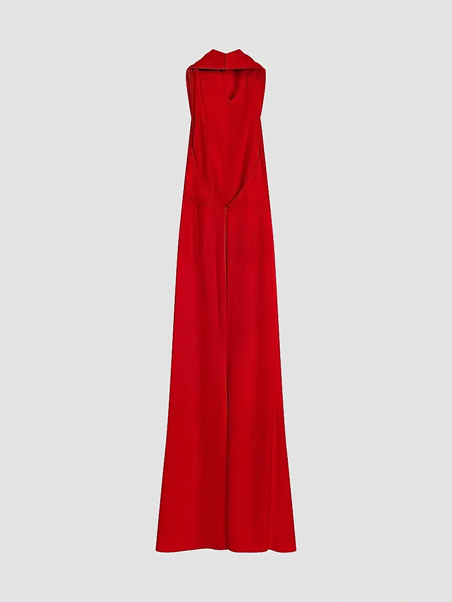 Givenchy Women's Long Draped Halter Neck Dress in Satin Crepe - Bright Red | Thumbnail 2 Givenchy Women's Long Draped Halter Neck Dress in Satin Crepe - Bright Red | Thumbnail 2