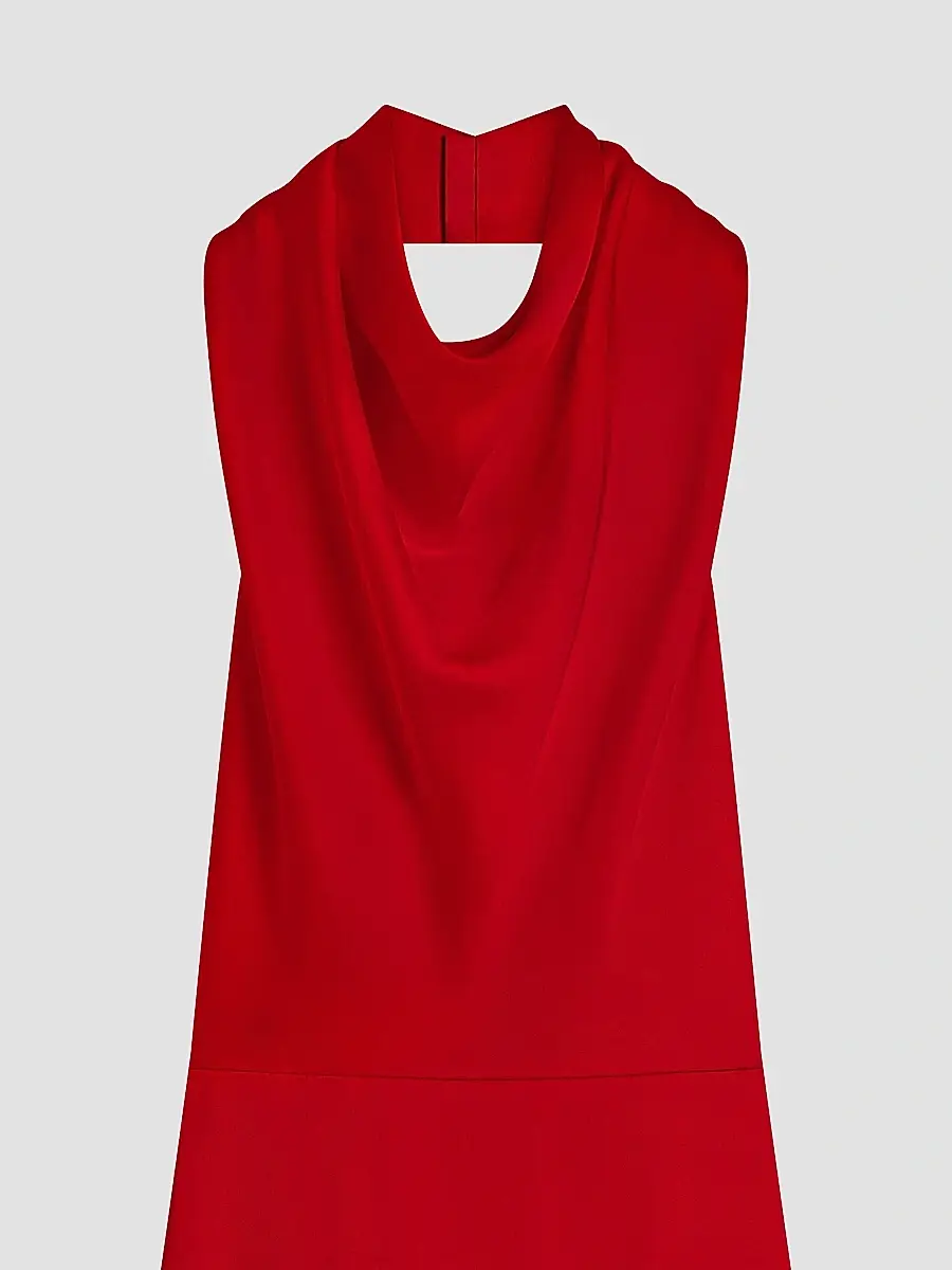 Givenchy Women's Long Draped Halter Neck Dress in Satin Crepe - Bright Red | Thumbnail 3 Givenchy Women's Long Draped Halter Neck Dress in Satin Crepe - Bright Red | Thumbnail 3