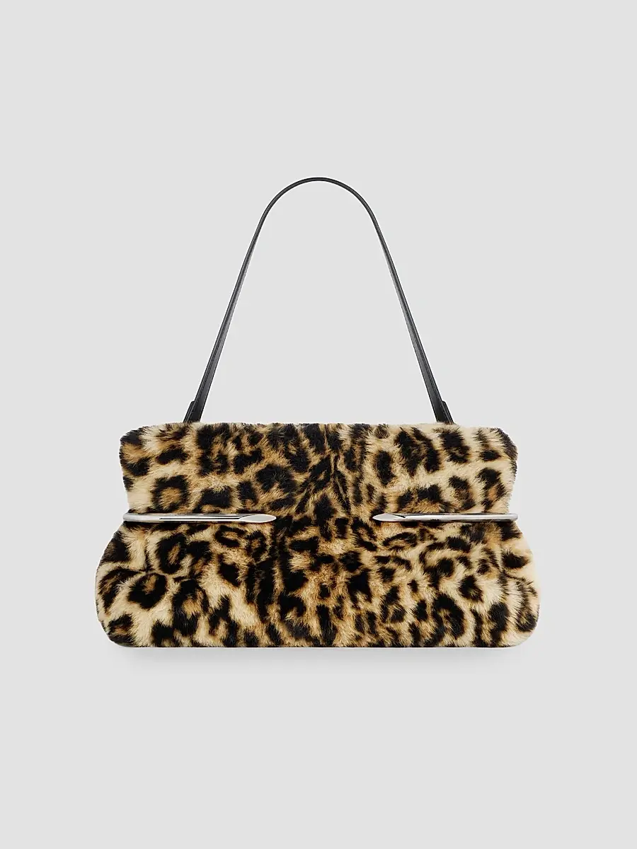 Givenchy Women's Pinch Soft Clutch in Leopard Shearling-Effect - Black Beige | Thumbnail 2 Givenchy Women's Pinch Soft Clutch in Leopard Shearling-Effect - Black Beige | Thumbnail 2