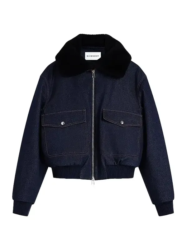 Givenchy Women's Shearling Collar Denim Blouson