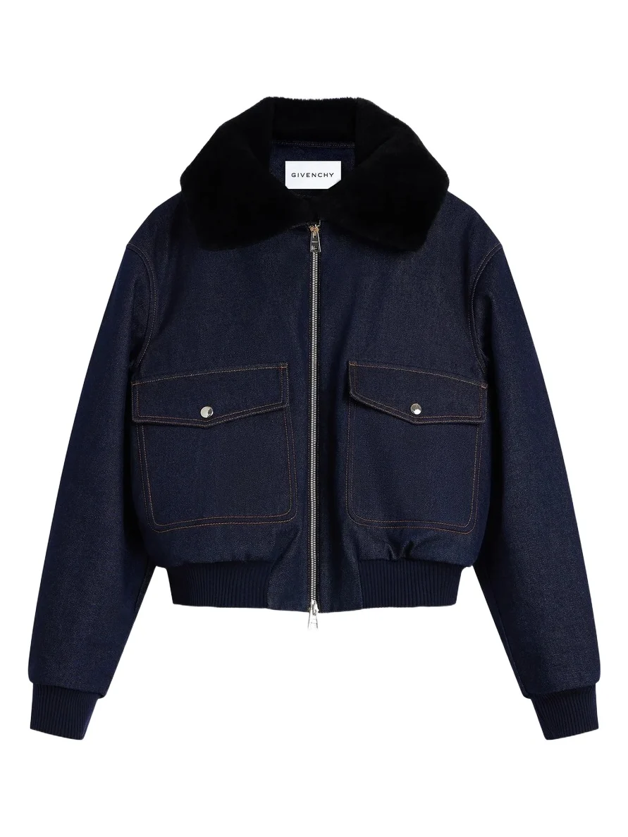 Givenchy Women's Shearling Collar Denim Blouson
