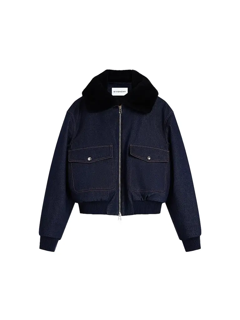 Givenchy Women's Shearling Collar Denim Blouson