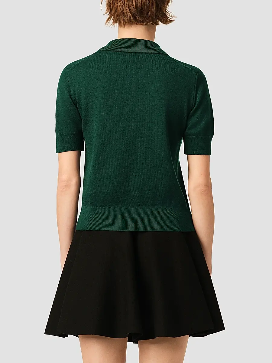 AMI PARIS Women's Ami De Coeur Wool Polo Top | Thumbnail 3 AMI PARIS Women's Ami De Coeur Wool Polo Top | Thumbnail 3