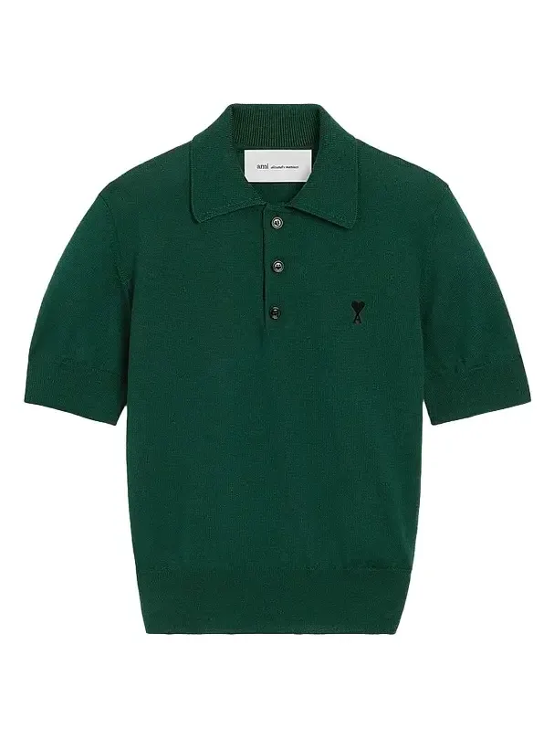 AMI PARIS Women's Ami De Coeur Wool Polo Top