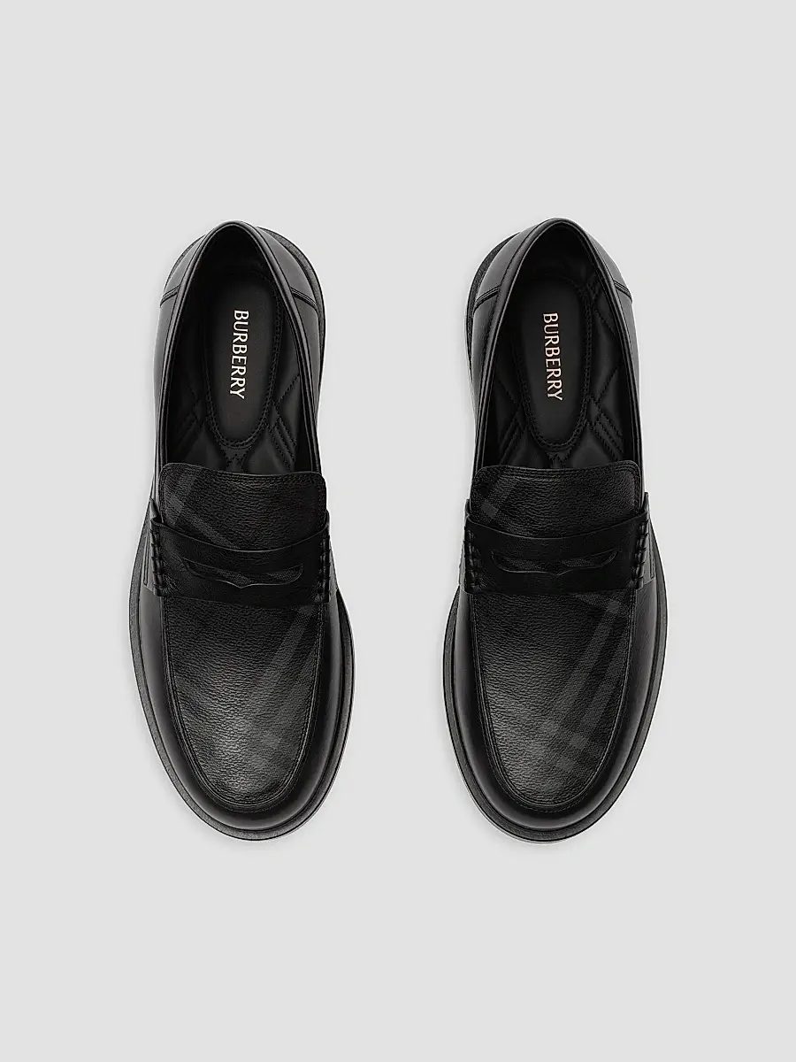 Burberry Men's Pembroke Checked Leather Loafers | Thumbnail 4 Burberry Men's Pembroke Checked Leather Loafers | Thumbnail 4