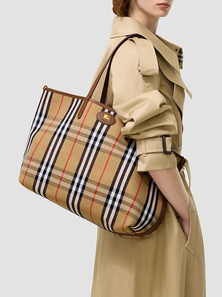 Burberry Women's Medium Bloomsbury Check Reversible Tote Bag | Thumbnail 2 Burberry Women's Medium Bloomsbury Check Reversible Tote Bag | Thumbnail 2