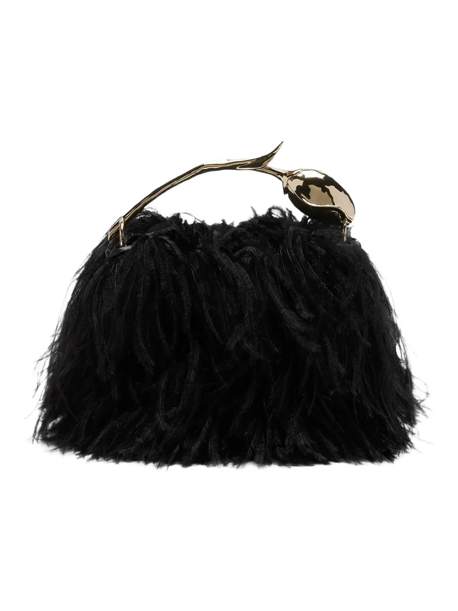 Women's Bloom Mini Ostrich-Feather Leather Top Handle Bag Women's Bloom Mini Ostrich-Feather Leather Top Handle Bag