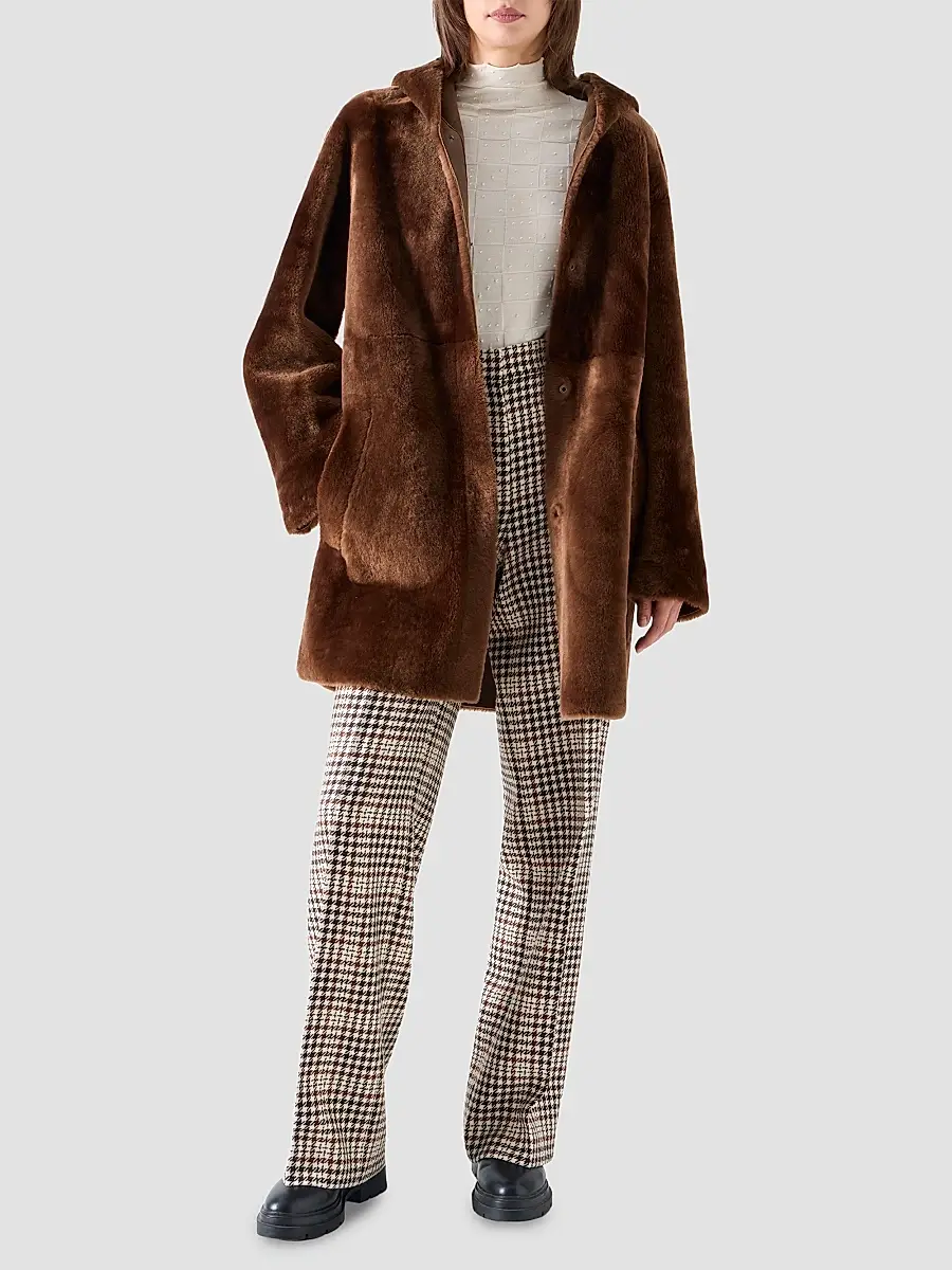 Akris punto Women's Hooded Shearling Oversized Coat | Thumbnail 2 Akris punto Women's Hooded Shearling Oversized Coat | Thumbnail 2