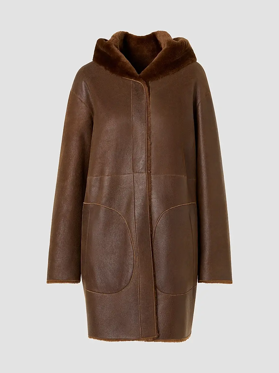 Akris punto Women's Hooded Shearling Oversized Coat | Thumbnail 3 Akris punto Women's Hooded Shearling Oversized Coat | Thumbnail 3