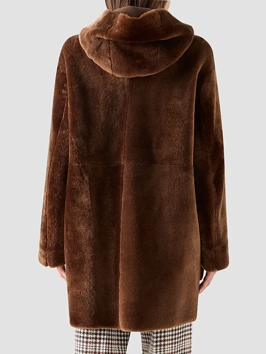 Akris punto Women's Hooded Shearling Oversized Coat | Thumbnail 4 Akris punto Women's Hooded Shearling Oversized Coat | Thumbnail 4