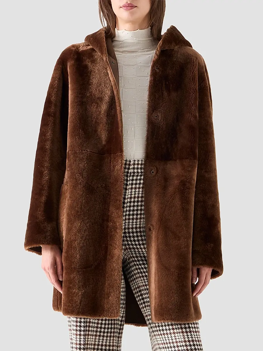 Akris punto Women's Hooded Shearling Oversized Coat | Thumbnail 5 Akris punto Women's Hooded Shearling Oversized Coat | Thumbnail 5