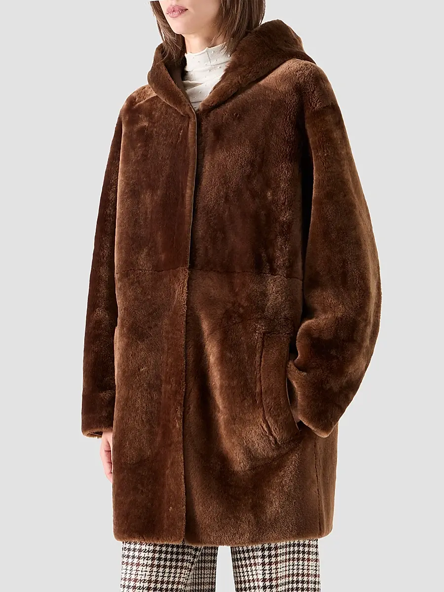 Akris punto Women's Hooded Shearling Oversized Coat | Thumbnail 7 Akris punto Women's Hooded Shearling Oversized Coat | Thumbnail 7