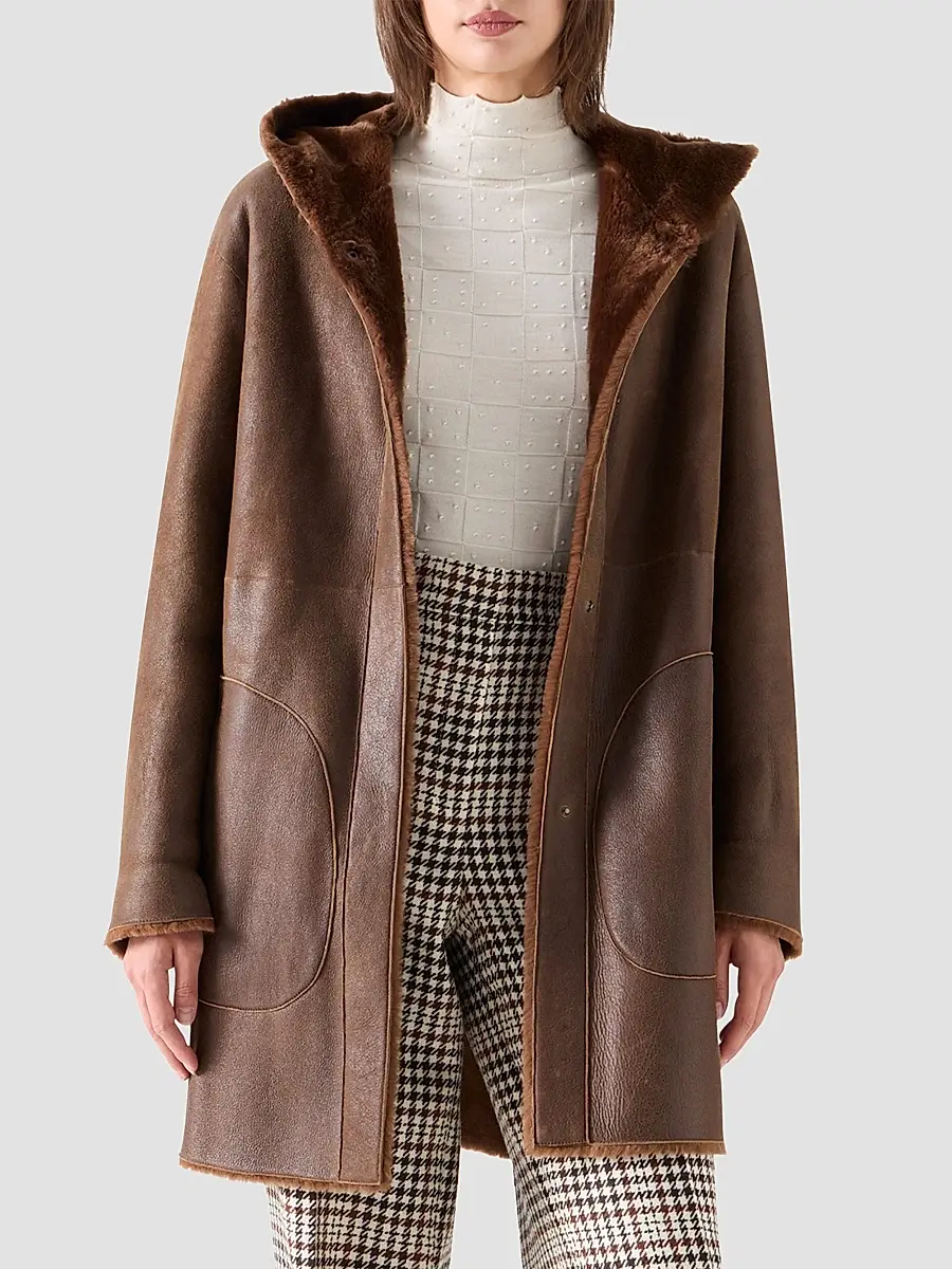 Akris punto Women's Hooded Shearling Oversized Coat | Thumbnail 8 Akris punto Women's Hooded Shearling Oversized Coat | Thumbnail 8