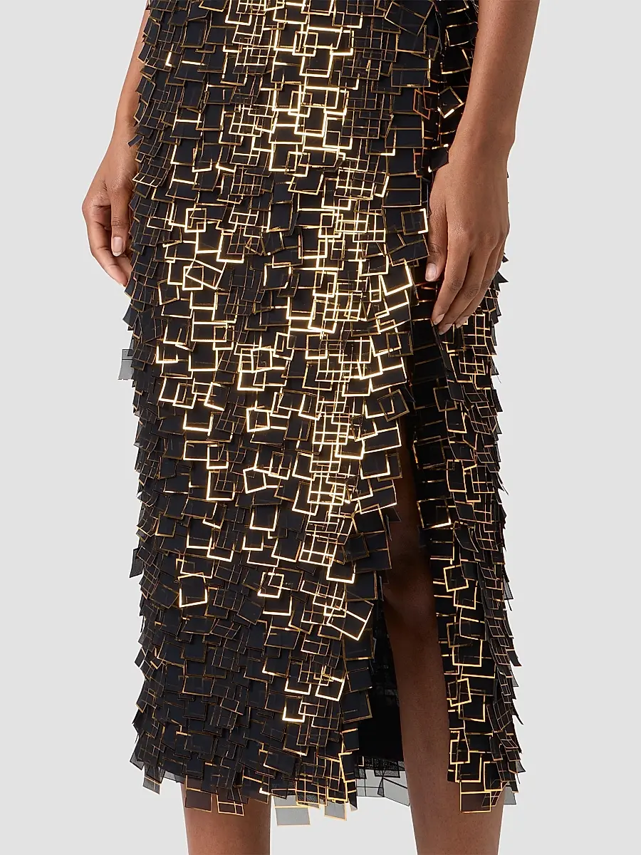 Akris Women's Metallic Organza Tile Strapless Midi Dress | Thumbnail 5 Akris Women's Metallic Organza Tile Strapless Midi Dress | Thumbnail 5