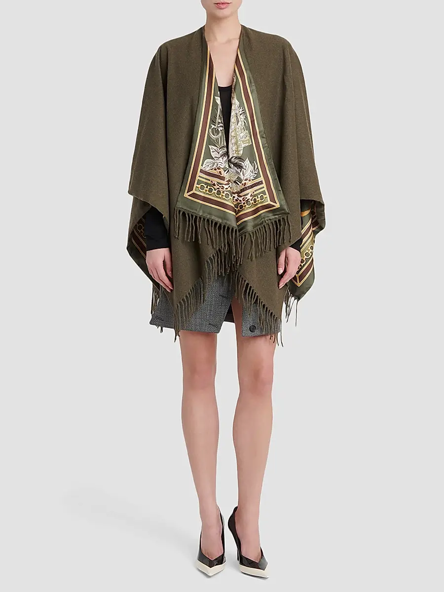 Ferragamo Women's Leopard Print Cashmere-Wool Reversible Cape | Thumbnail 4 Ferragamo Women's Leopard Print Cashmere-Wool Reversible Cape | Thumbnail 4