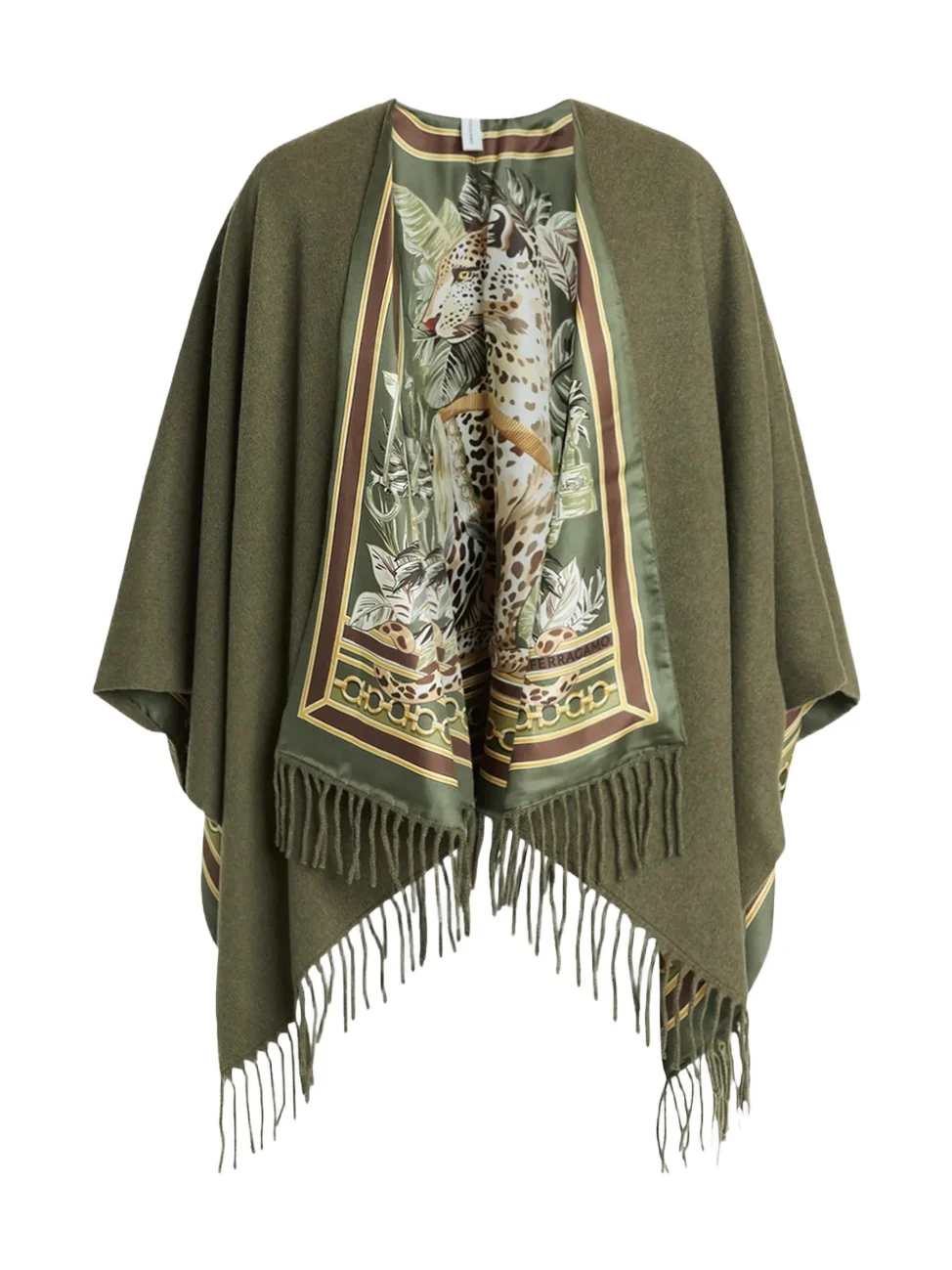 Women's Leopard Print Cashmere-Wool Reversible Cape
