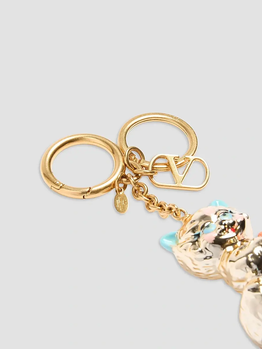 Valentino Women's Le Chat De La Maison Nylon Bag Charm with Key Ring - Antique Brass | Thumbnail 2 Valentino Women's Le Chat De La Maison Nylon Bag Charm with Key Ring - Antique Brass | Thumbnail 2