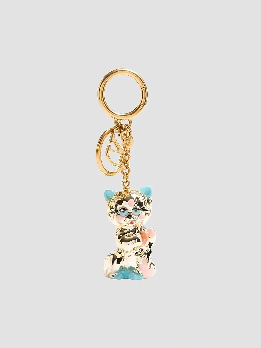 Valentino Women's Le Chat De La Maison Nylon Bag Charm with Key Ring - Antique Brass | Thumbnail 4 Valentino Women's Le Chat De La Maison Nylon Bag Charm with Key Ring - Antique Brass | Thumbnail 4