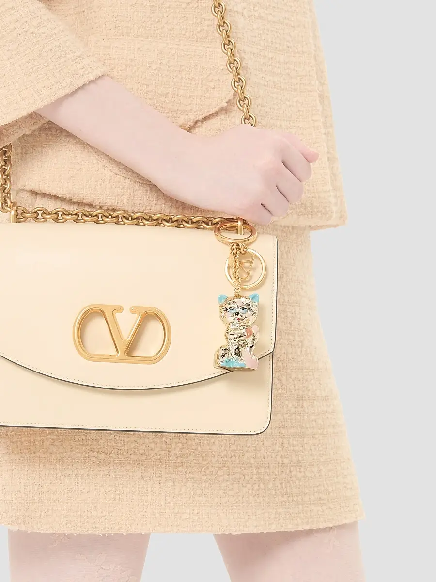 Valentino Women's Le Chat De La Maison Nylon Bag Charm with Key Ring - Antique Brass | Thumbnail 5 Valentino Women's Le Chat De La Maison Nylon Bag Charm with Key Ring - Antique Brass | Thumbnail 5