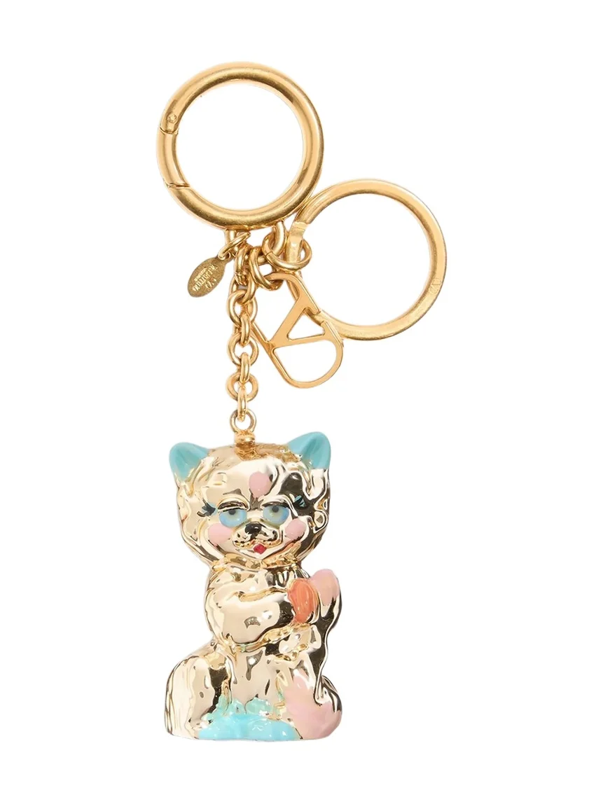 Valentino Women's Le Chat De La Maison Nylon Bag Charm with Key Ring - Antique Brass