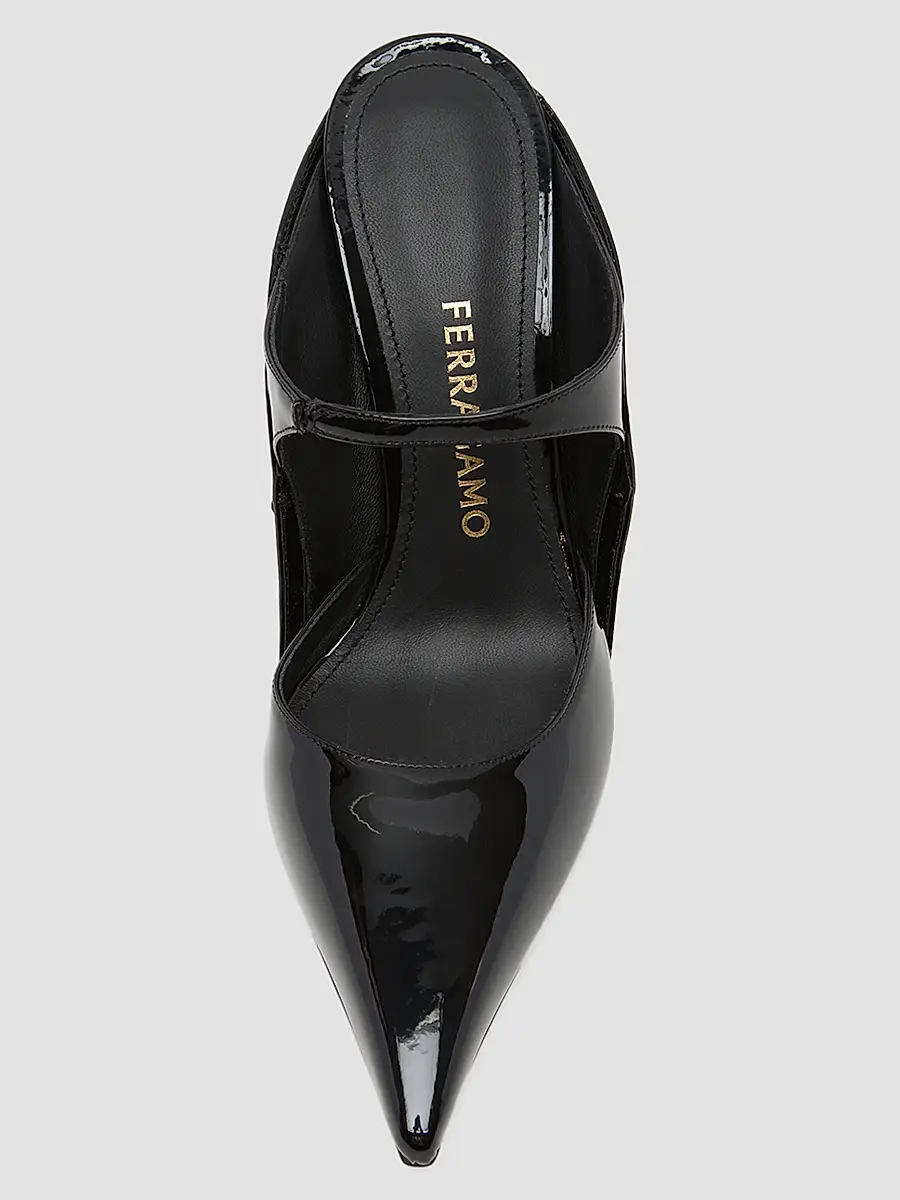 Ferragamo Women's Jasir 95MM Patent Leather Stiletto Mules | Thumbnail 4 Ferragamo Women's Jasir 95MM Patent Leather Stiletto Mules | Thumbnail 4