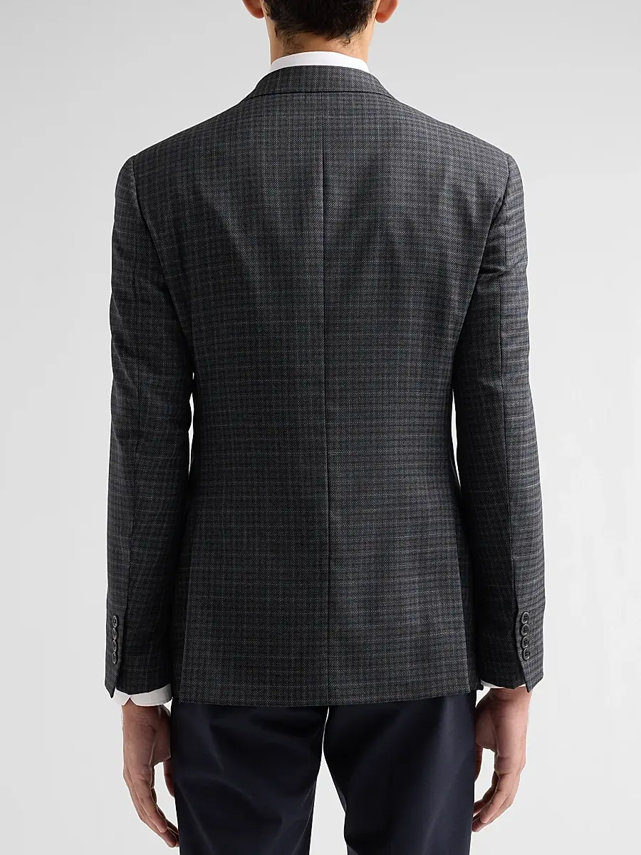 Emporio Armani Men's Blur Box Checked Wool Sport Coat | Thumbnail 3 Emporio Armani Men's Blur Box Checked Wool Sport Coat | Thumbnail 3