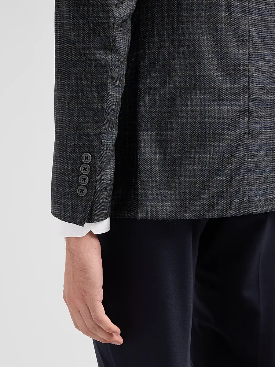 Emporio Armani Men's Blur Box Checked Wool Sport Coat | Thumbnail 8 Emporio Armani Men's Blur Box Checked Wool Sport Coat | Thumbnail 8