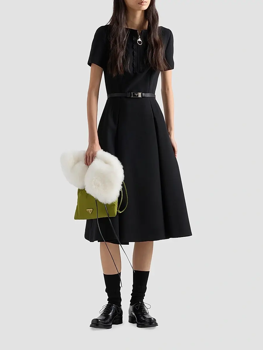 Prada Women's Embroidered Natte Fabric Dress | Thumbnail 2 Prada Women's Embroidered Natte Fabric Dress | Thumbnail 2
