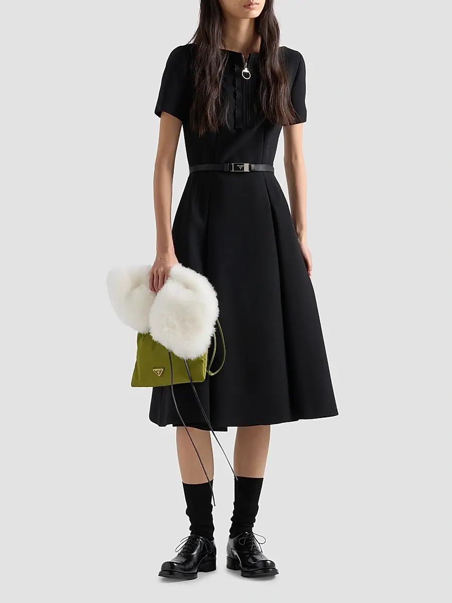 Prada Women's Embroidered Natte Fabric Dress | Thumbnail 3 Prada Women's Embroidered Natte Fabric Dress | Thumbnail 3