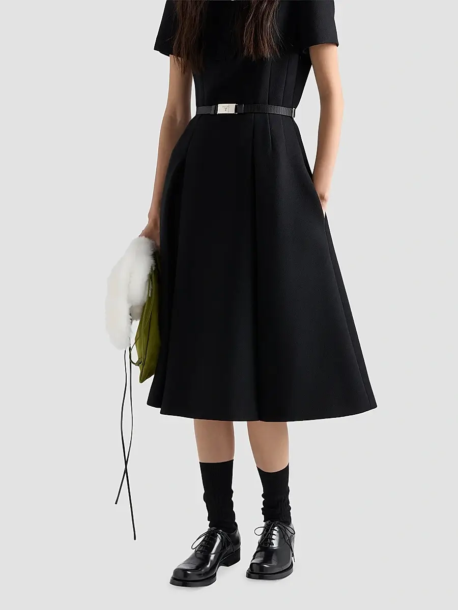 Prada Women's Embroidered Natte Fabric Dress | Thumbnail 5 Prada Women's Embroidered Natte Fabric Dress | Thumbnail 5