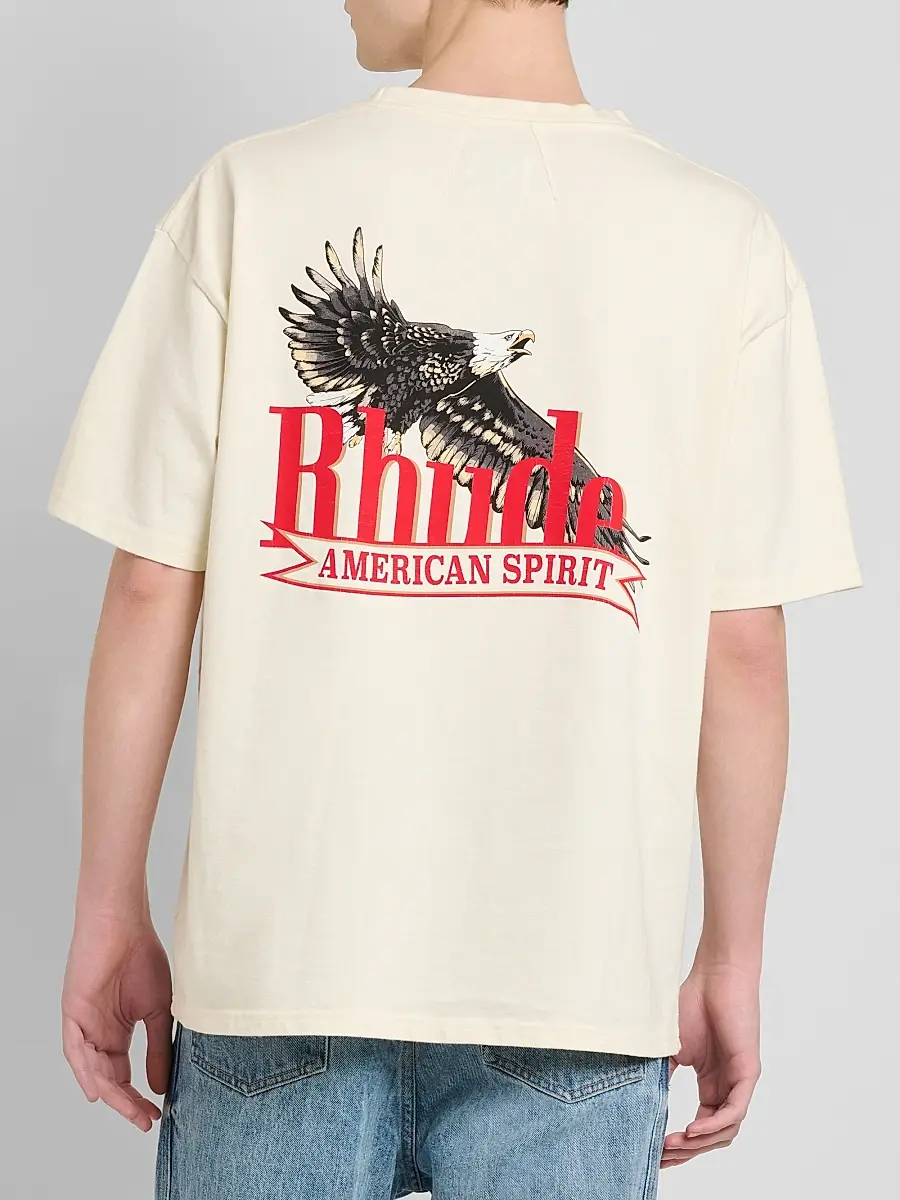 Rhude Men's American Spirit Logo Cotton T-Shirt | Thumbnail 3 Rhude Men's American Spirit Logo Cotton T-Shirt | Thumbnail 3