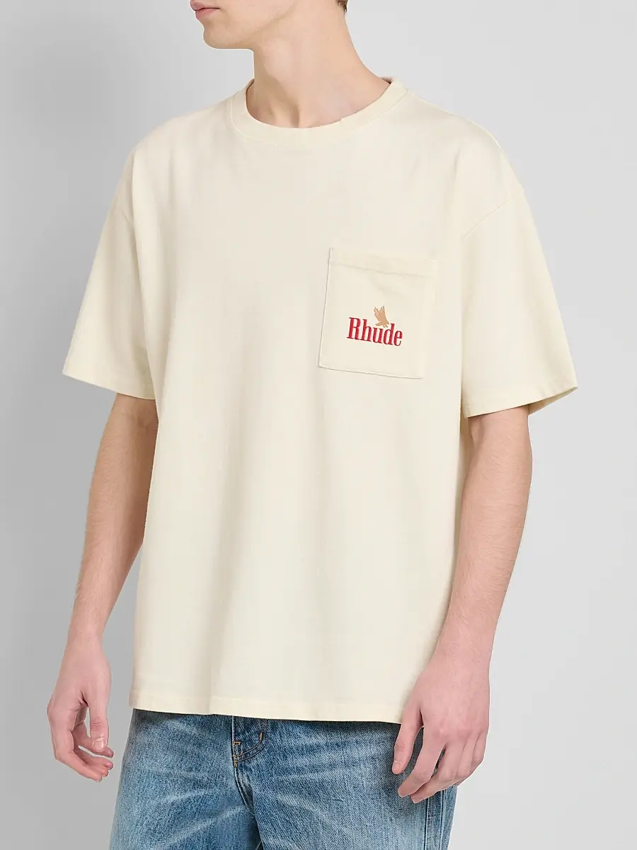 Rhude Men's American Spirit Logo Cotton T-Shirt | Thumbnail 4 Rhude Men's American Spirit Logo Cotton T-Shirt | Thumbnail 4