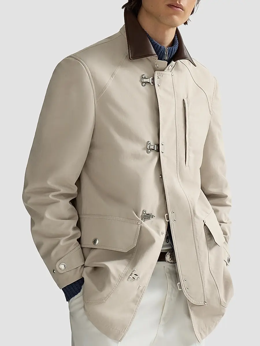 Brunello Cucinelli Men's Water-Resistant Microfiber Outerwear Jacket | Thumbnail 5 Brunello Cucinelli Men's Water-Resistant Microfiber Outerwear Jacket | Thumbnail 5