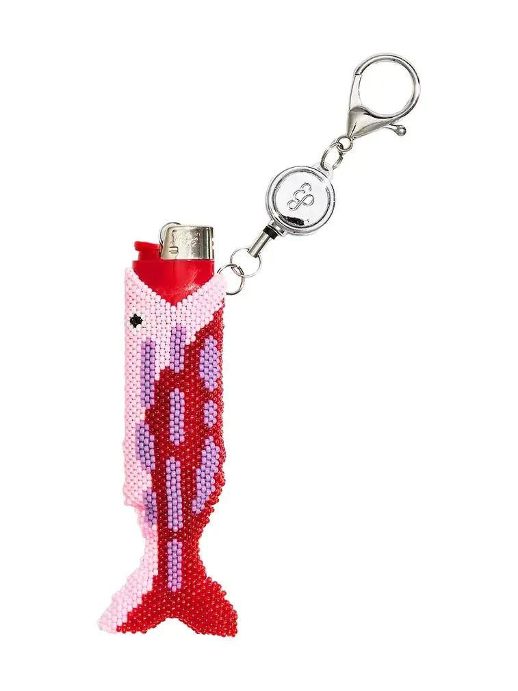 EDIE PARKER Beaded Fish Retractable Lighter Keychain