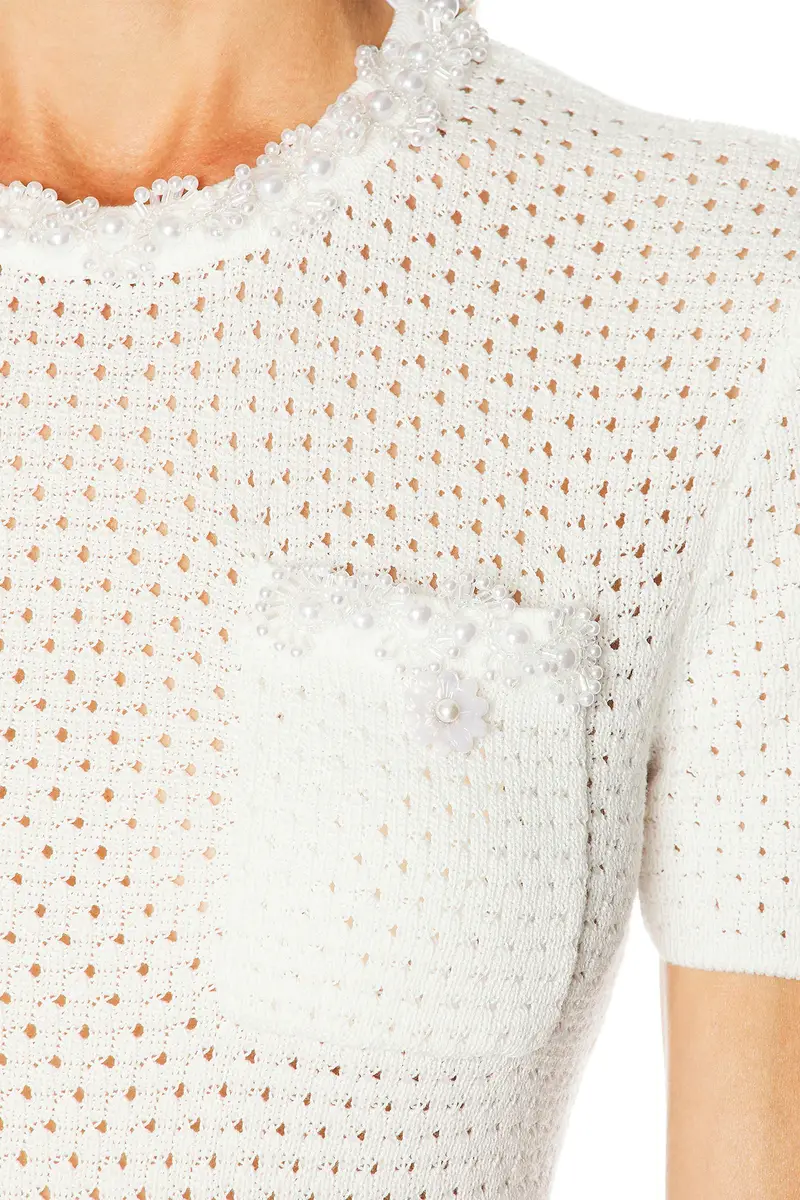 Self-Portrait Pearl Trim Top | Thumbnail 5