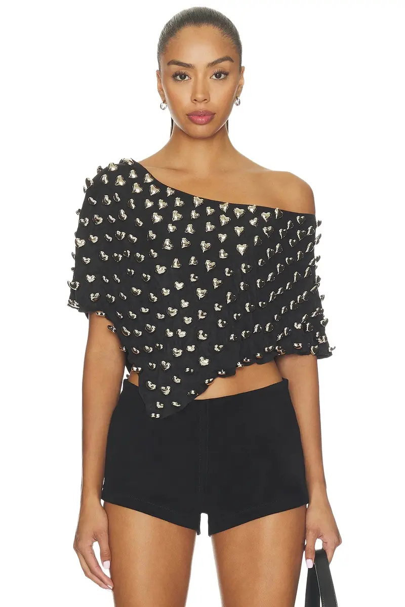 Understated Leather Heart Charm Cropped Poncho