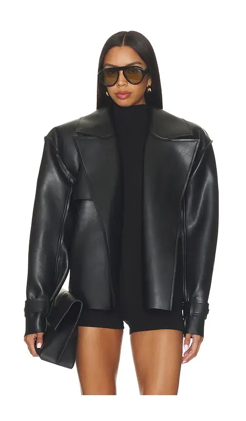 Naked Wardrobe Faux Leather Cropped Trench Coat | Thumbnail 2 Naked Wardrobe Faux Leather Cropped Trench Coat | Thumbnail 2