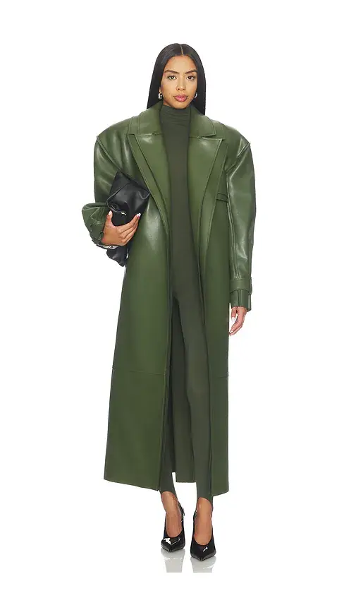Naked Wardrobe Faux Leather Dual Collar Trench Coat | Thumbnail 2