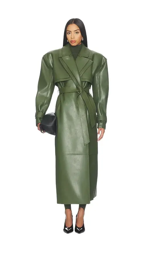 Naked Wardrobe Double Collar Faux Leather Trench Coat | Image 1 Naked Wardrobe Double Collar Faux Leather Trench Coat | Image 1
