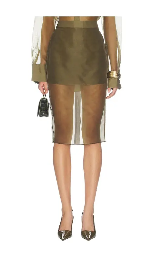 SEROYA Elda Silk Midi Skirt