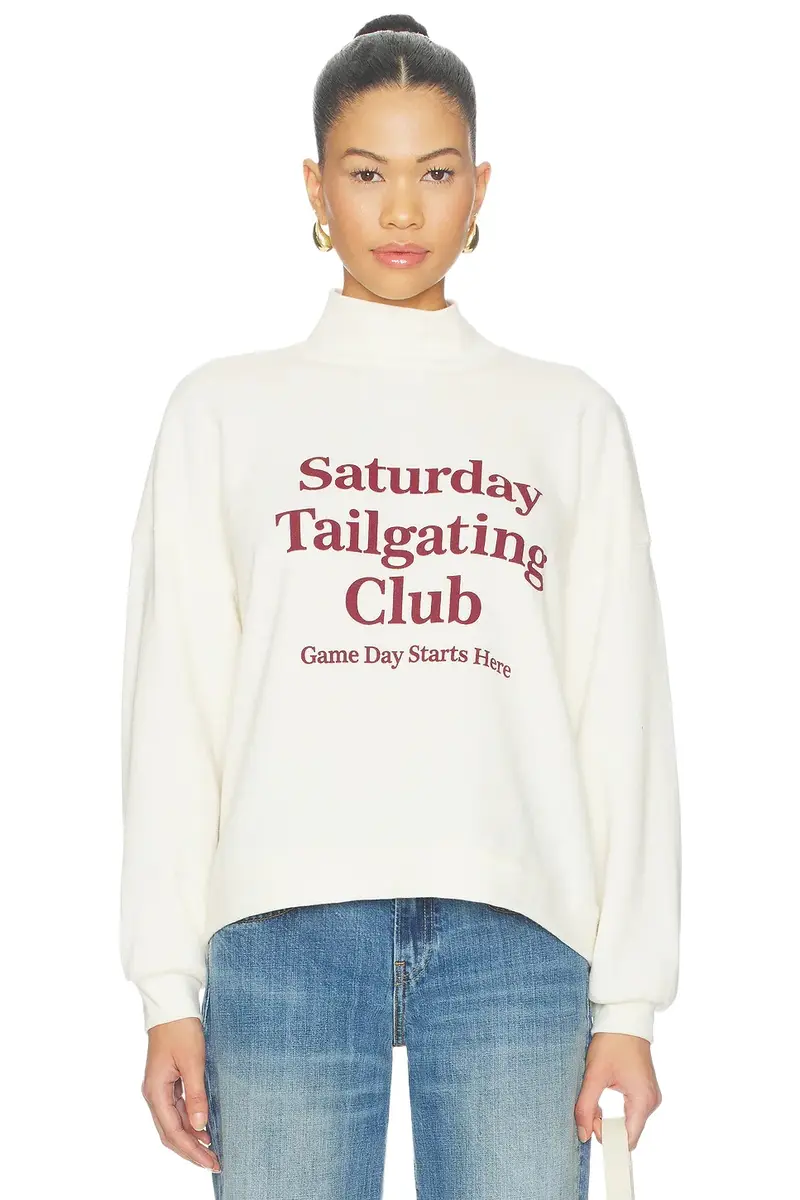 Sunny Somewhere Saturday Tailgating Club Mockneck Sweater