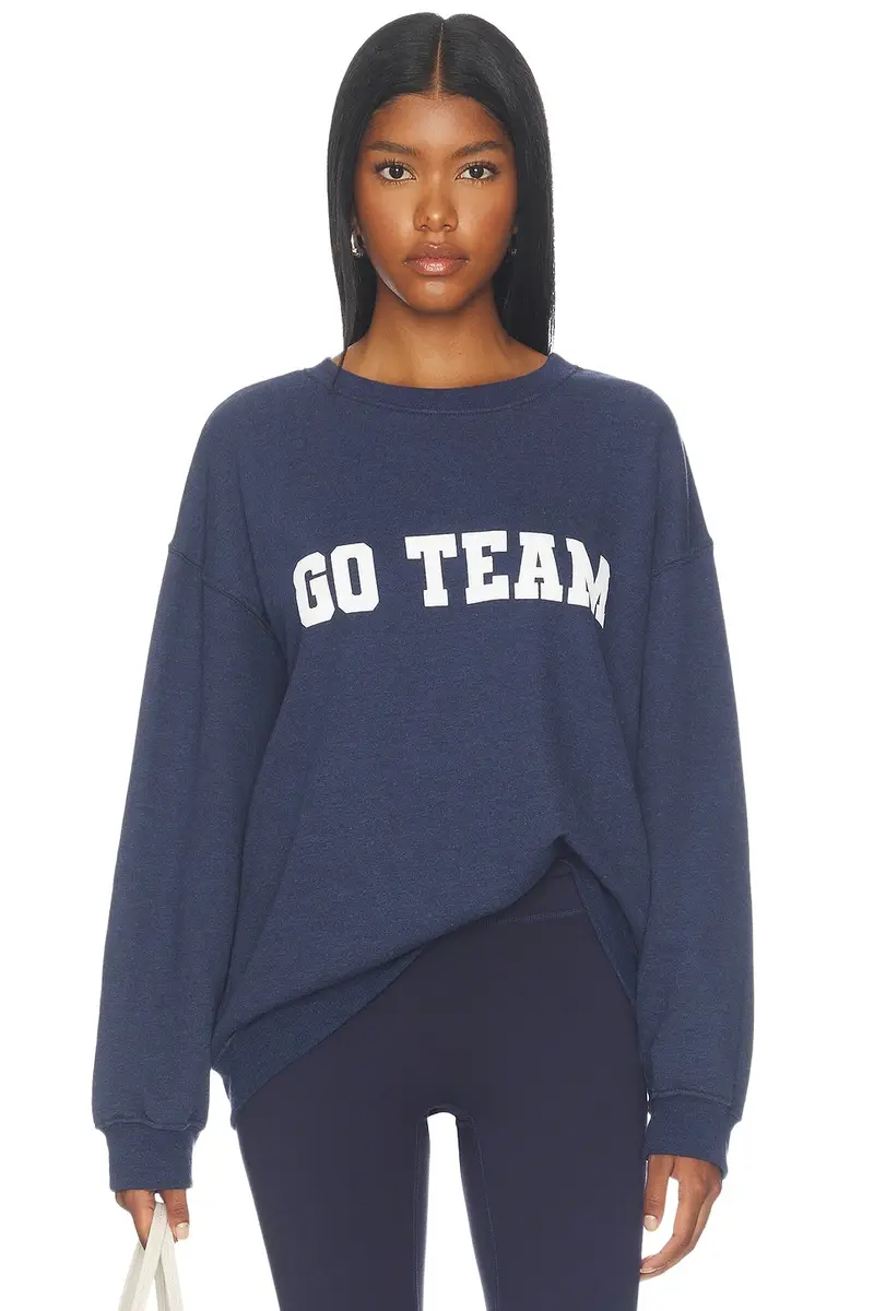 Navy Go Team Oversized Crew Sweater Navy Go Team Oversized Crew Sweater